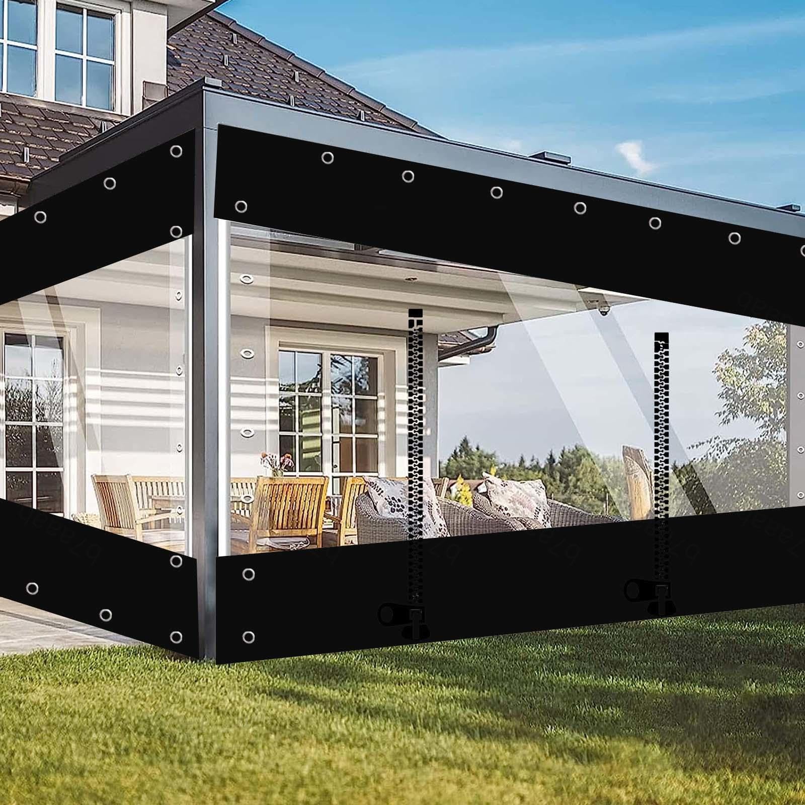 Teloni Pannelli Laterali Trasparenti Impermeabili Per Gazebo,Tende Telone Per Esterni Con Porte a Zip,Tende Scorrevoli Divisorie in Pvc Per Pioggia,Per Pergola Da Giardino,W×H-1.8×2.2m(5.9*7.2ft