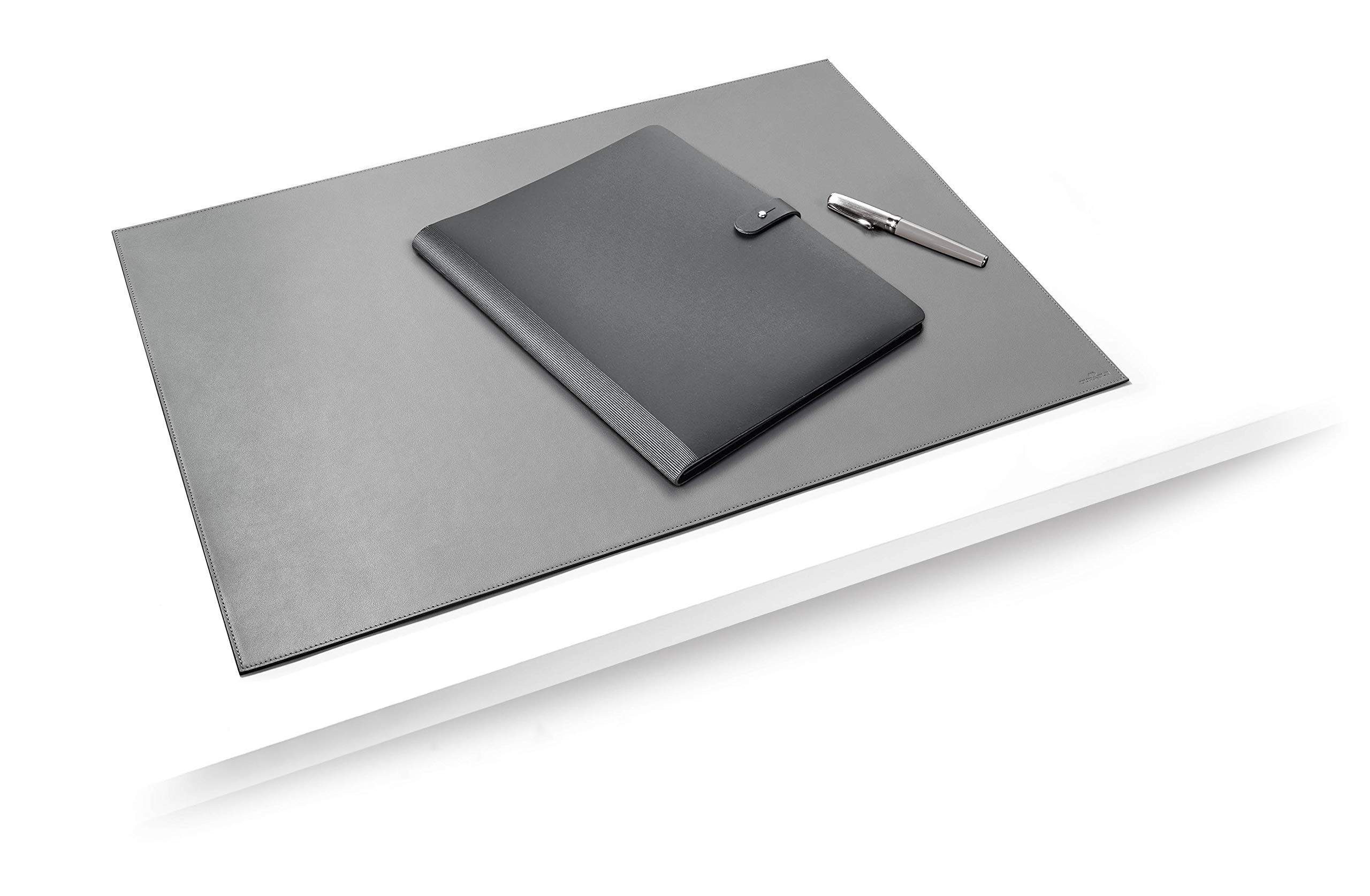 Durable Schreibunterlage aus hochwertigem, soften Leder, 650 x 450 mm, rutschfest, Made in Germany, grau, 730510