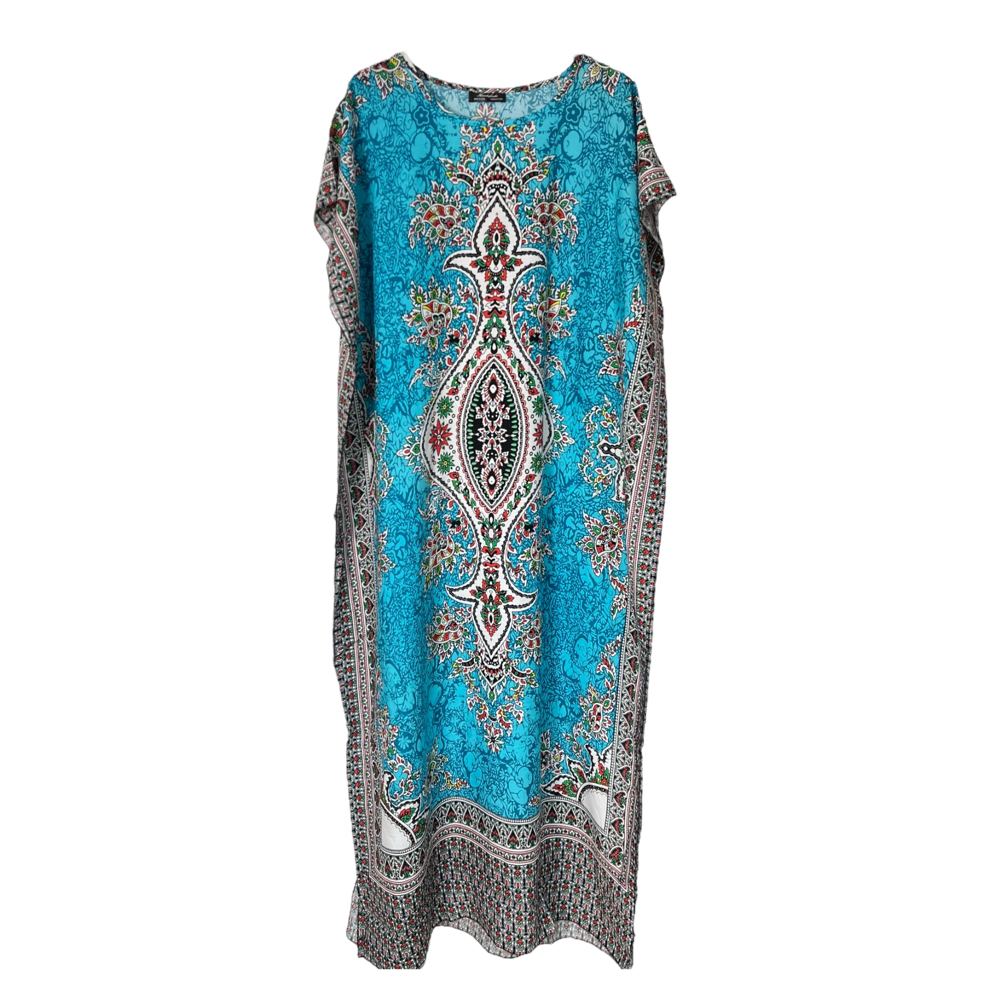 Ladies Cotton Kaftan Long Maxi Dress Dashiki African Print Summer Beach One Size