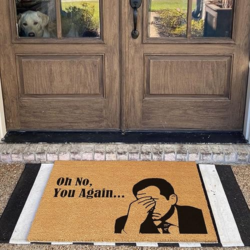 Vista 4 de Felpudo divertido de fibra de coco "Oh No You Again" Scott TV, oficina, decoración de porche delantero, respaldo de PVC resistente, antideslizante