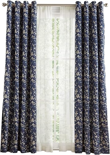 Miniatura 5 de Tommy Hilfiger Cortinas  Carine Floral  2 paneles de 50 x 84 pulgadas  Con ojales en la parte superior  Cortinas forradas para oscurecer la