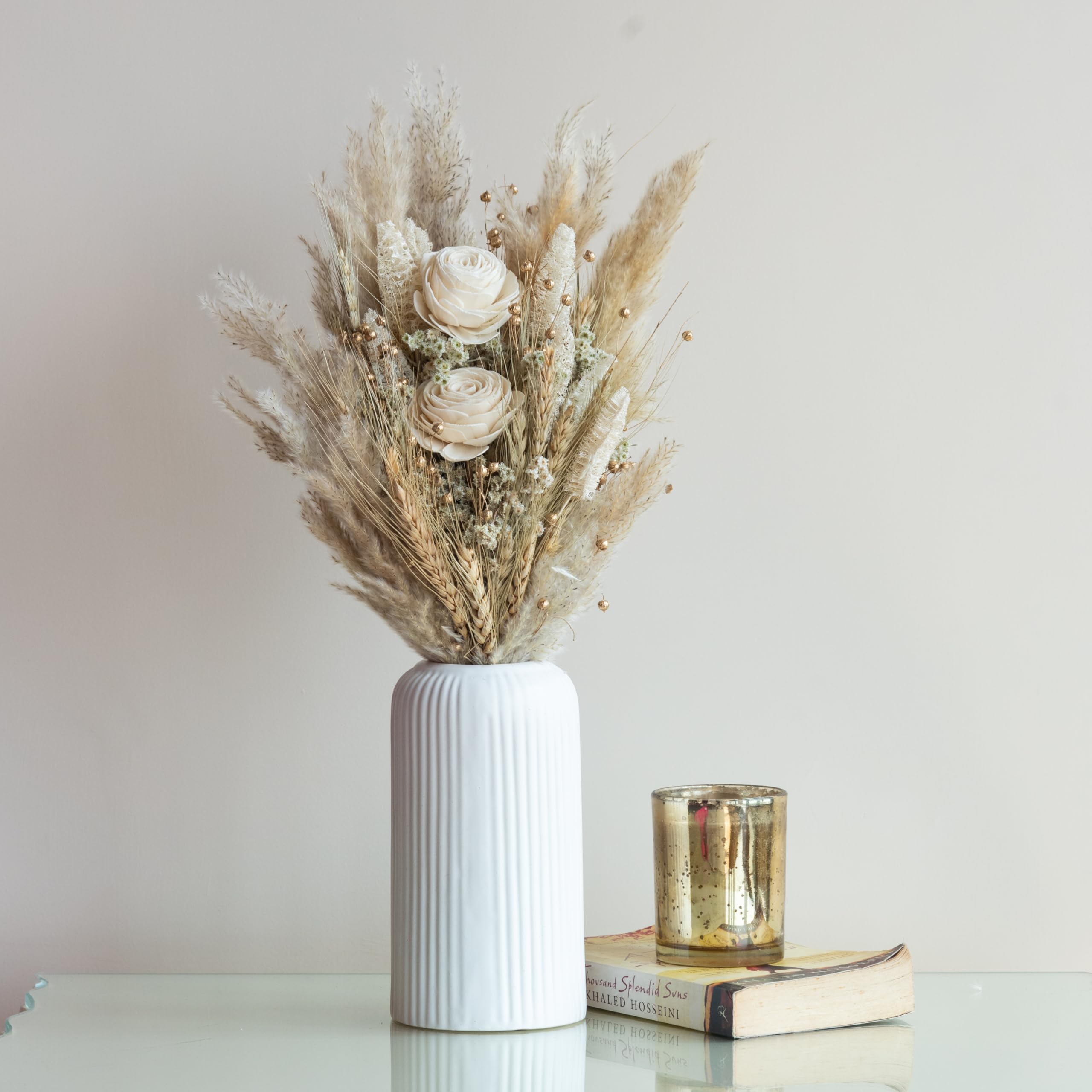 Flowers and Fillers || Ivory Dream Bunch | Natural Dried Flower | Eco-Friendly Flowers for Home, Office, Bedroom, Table Decoration and Craft Items Corner (Without Vase Pot)-image-8