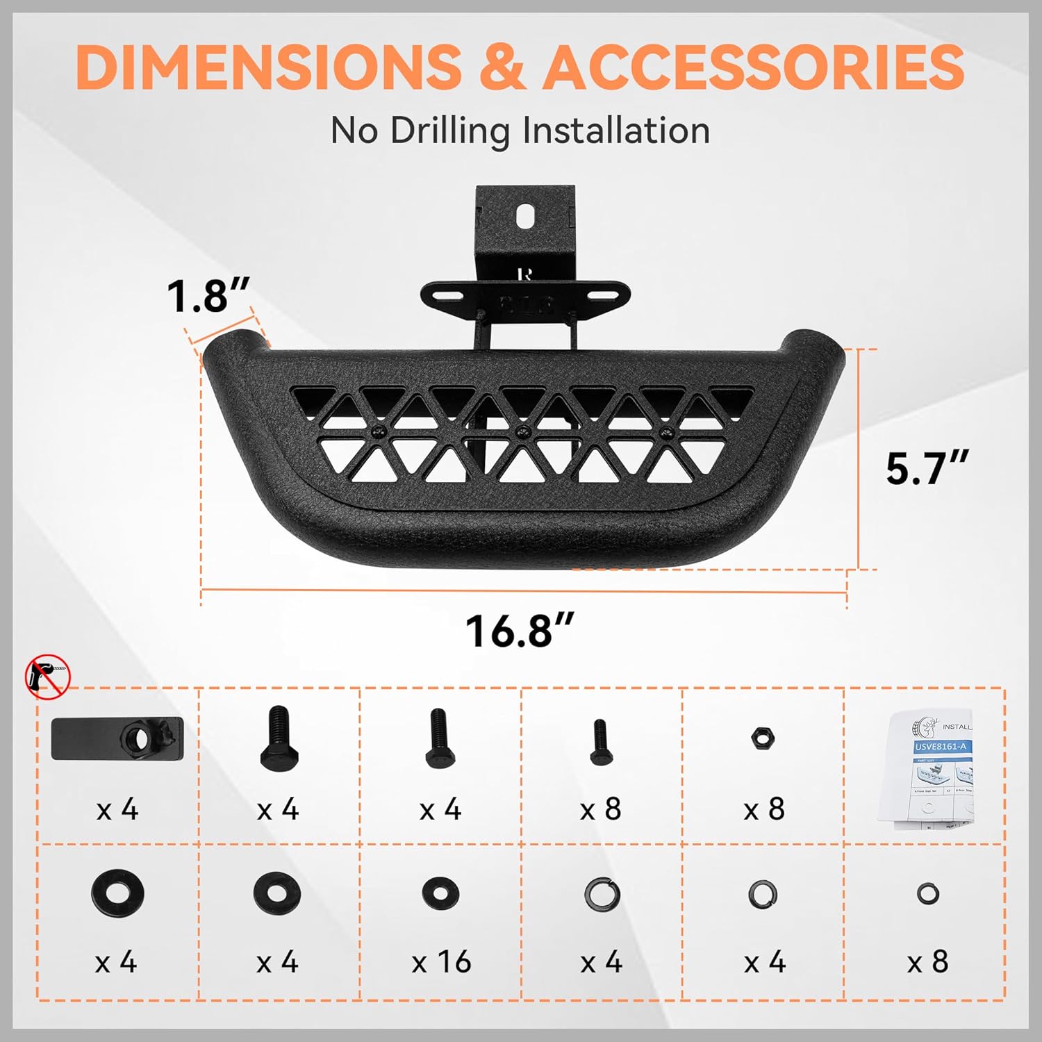 Side Steps Fit for Jeep Wrangler JK 2007-2018 4-Door Unlimited, 6.7 Inches Wide Anti-Slip Small Pedals Heavy Duty Carbon Steel Running Boards Nerf Bars Rock Sliders Rails (4Pcs)