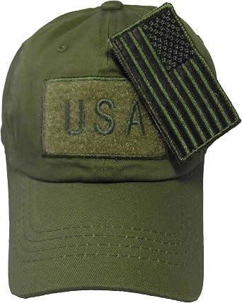 Pit Bull US Flag Attachable Patch Tactical Style Cotton Trucker Baseball Cap Hat ArmyGreen