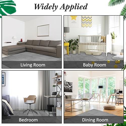 Miniatura 6 de Flutesan Tapete de espuma de felpa cuadrado entrelazado con tapete de juego para pisos, azulejos suaves de escalada para decoración del hogar y sala