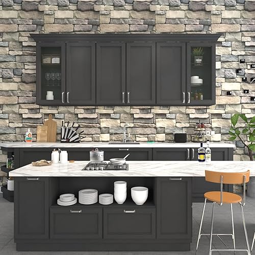 Miniatura 7 de VIOPVERY Papel adhesivo de ladrillo marrón, papel tapiz de ladrillo de 17.7 x 78.7 pulgadas, papel de pared para despegar y pegar, impermeable,