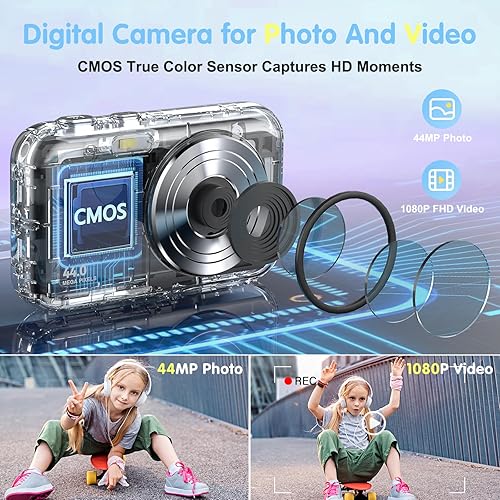 Miniatura 3 de Cámara digital, cámara digital FHD 1080P para niños con tarjeta de 32 GB, cámara de vlogging para video antivibración, cámara portátil para apuntar