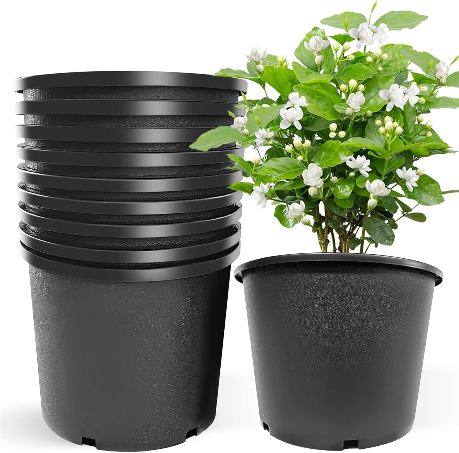 7 Gallon Pots for Plants Plastic Nursery Pot with Drainage Holes Garden Flower Pots Suitable for Flowers Home Garden Cuttings Succulents Transplanting Seedlings 10 Pcs