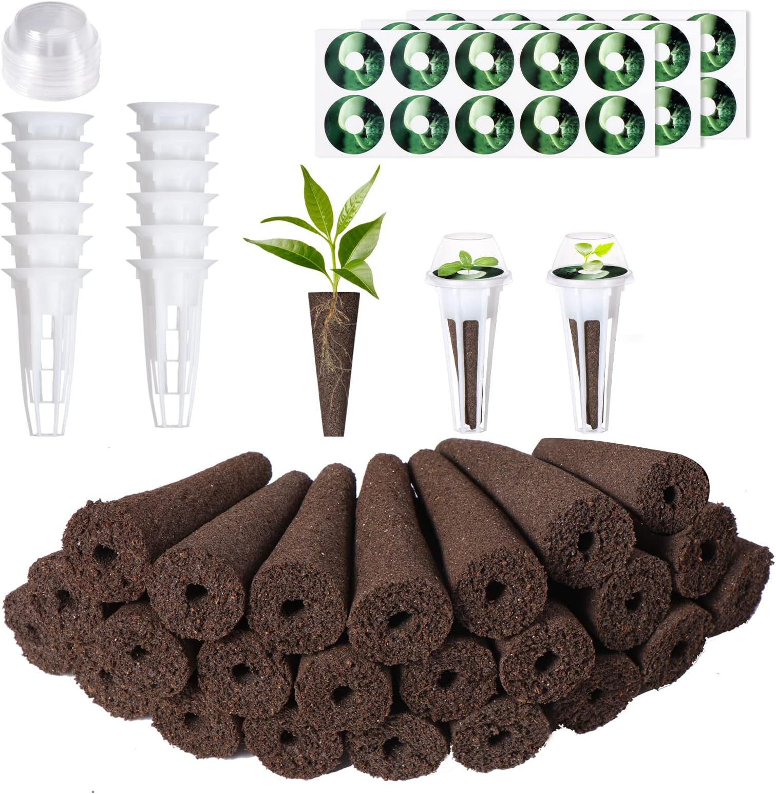 Yoocaa Seed Pods Kit for hydroponic growing system, 24pcs Grow Sponges Seed Starter Pods Replacement Root Growth Sponges Compatible with Aero Garden, LYKO, QYO
