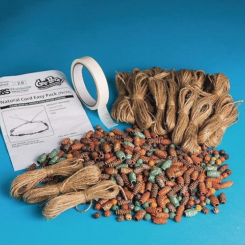 Miniatura 2 de Natural Craft Kit – Juego de collar y pulsera – 24 madejas de cordón de cáñamo – Unisex divertido, S, Cáñamo