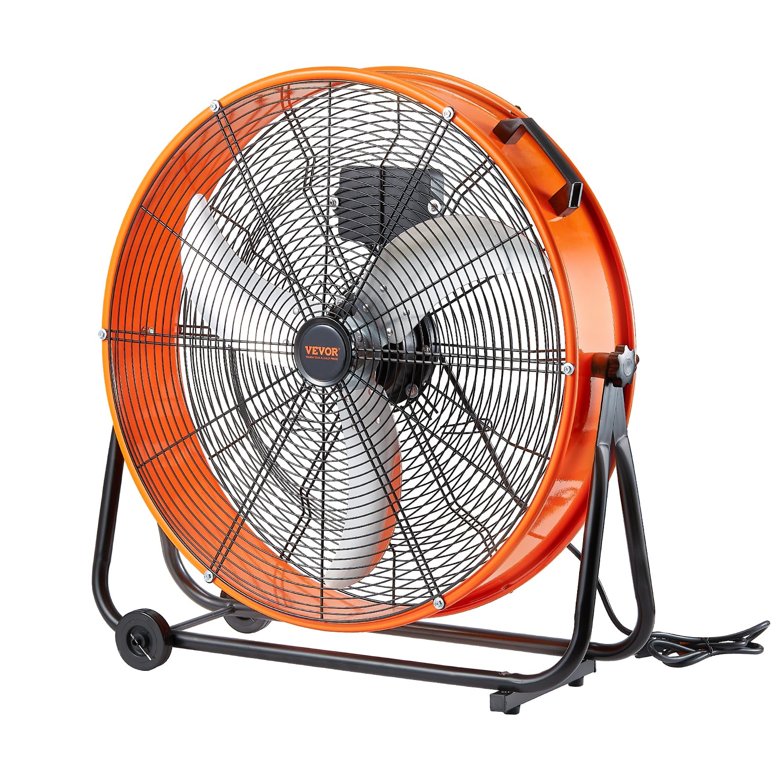 VEVOR Ventilador de Tambor Industrial de Alta Velocidad para Taller, Uso Comercial de Alta Resistencia, Velocidad Infinitamente Variable 8900 CFM, con Inclinación Ajustable de 360°, 780 x 710 x 320 mm