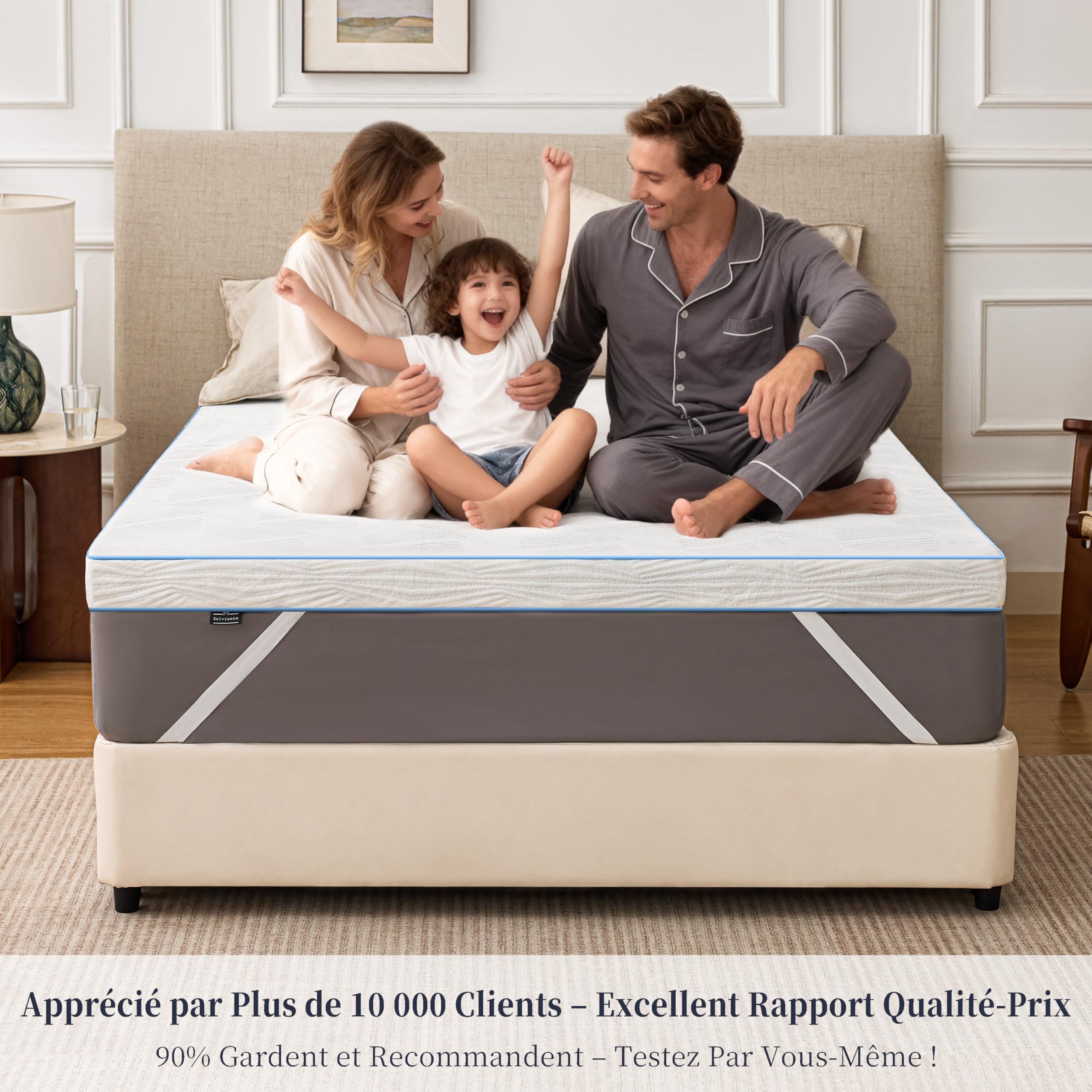 Coprimaterasso 90 x 190 cm, in memory foam, coprimaterasso 7,5 cm, per ammorbidire un letto troppo duro, migliorare un materasso usurato, ideale per studenti e giovani coppie