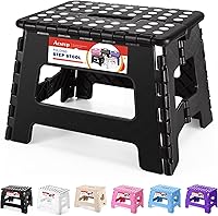 ACSTEP 9-Inch Folding Kids Step Stool - 300 lb Capacity, Non-Slip Surface, Portable Carry Handle, Safe Foldable Design for Home & Outdoor (Black)