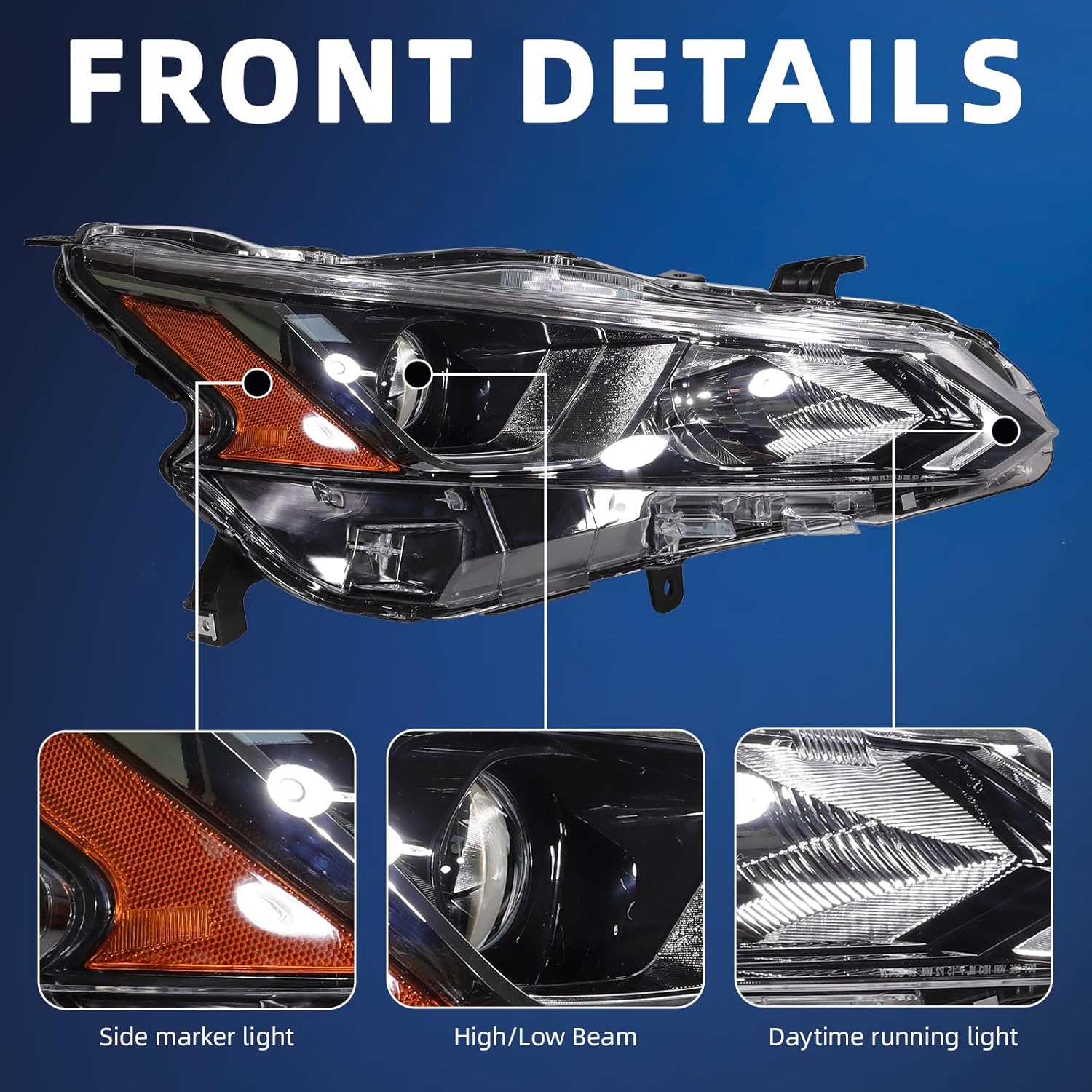 Zhaoyang Headlight Assembly Compatible with 2019 2020 2021 2022 Nissan Altima Headlamp Halogen Replacement (Right Passenger Side)