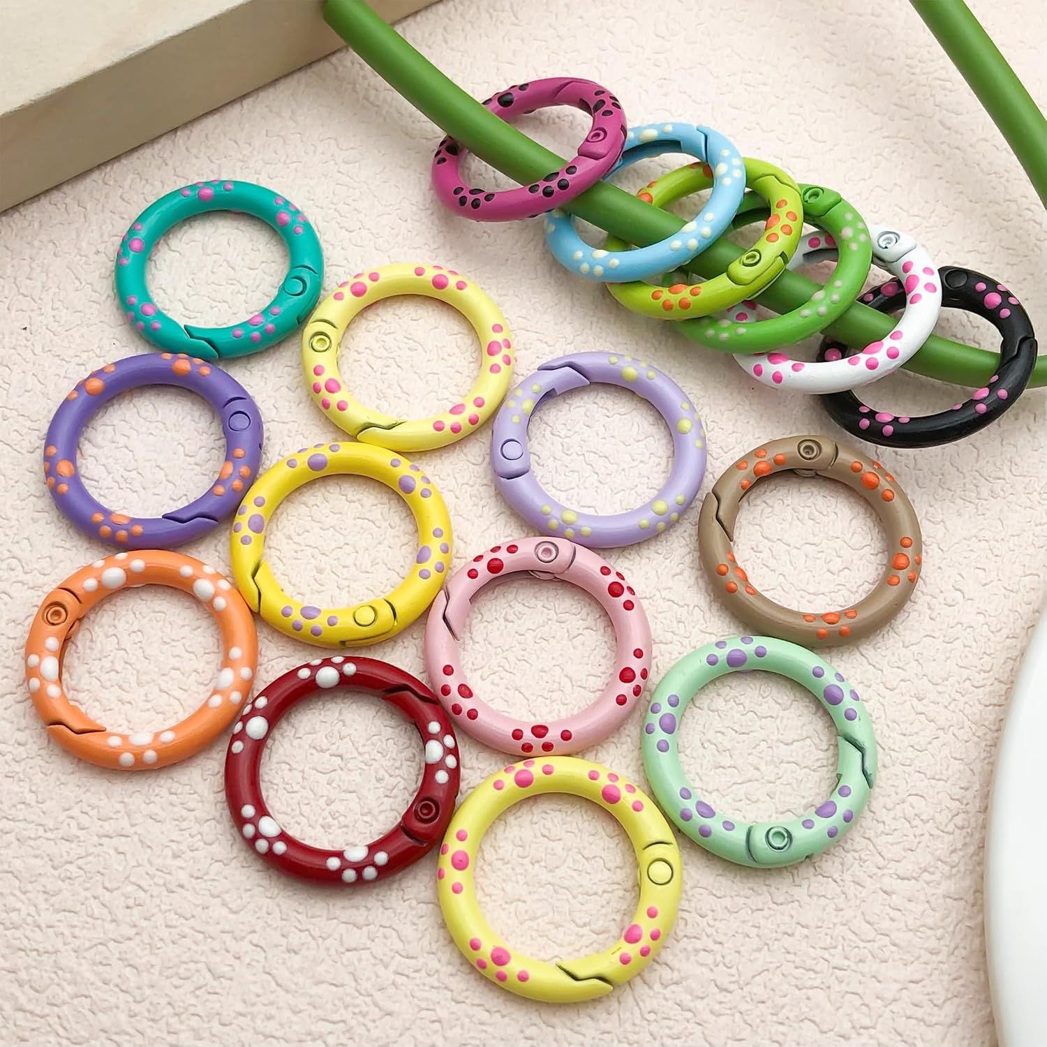 17 Pack Cute Carabiner Keychain Clip Cat Paw Print Round Mini Carabiners Clips for Keychains, Water Bottle Holders, Dog Leashes, Bag Purse Strap, DIY Crafts and More image 5