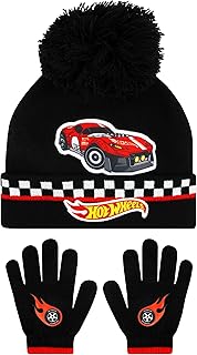 Hot WheelsMössa Och Handskar För Barn | Racermössa För Vinter | Set Mössa Och Handskar För Pojkar | One Size Svart - Amazon Deal & Rabatt