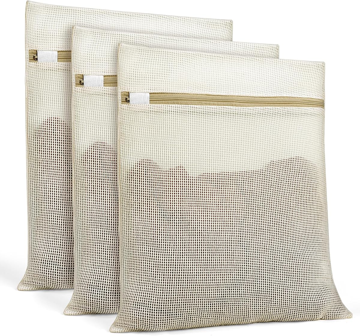 Natural Cotton Mesh Laundry Bags 12x16" 3-Pack,Gentle Wash for Lingerie, Baby Clothes & Travel Essentials