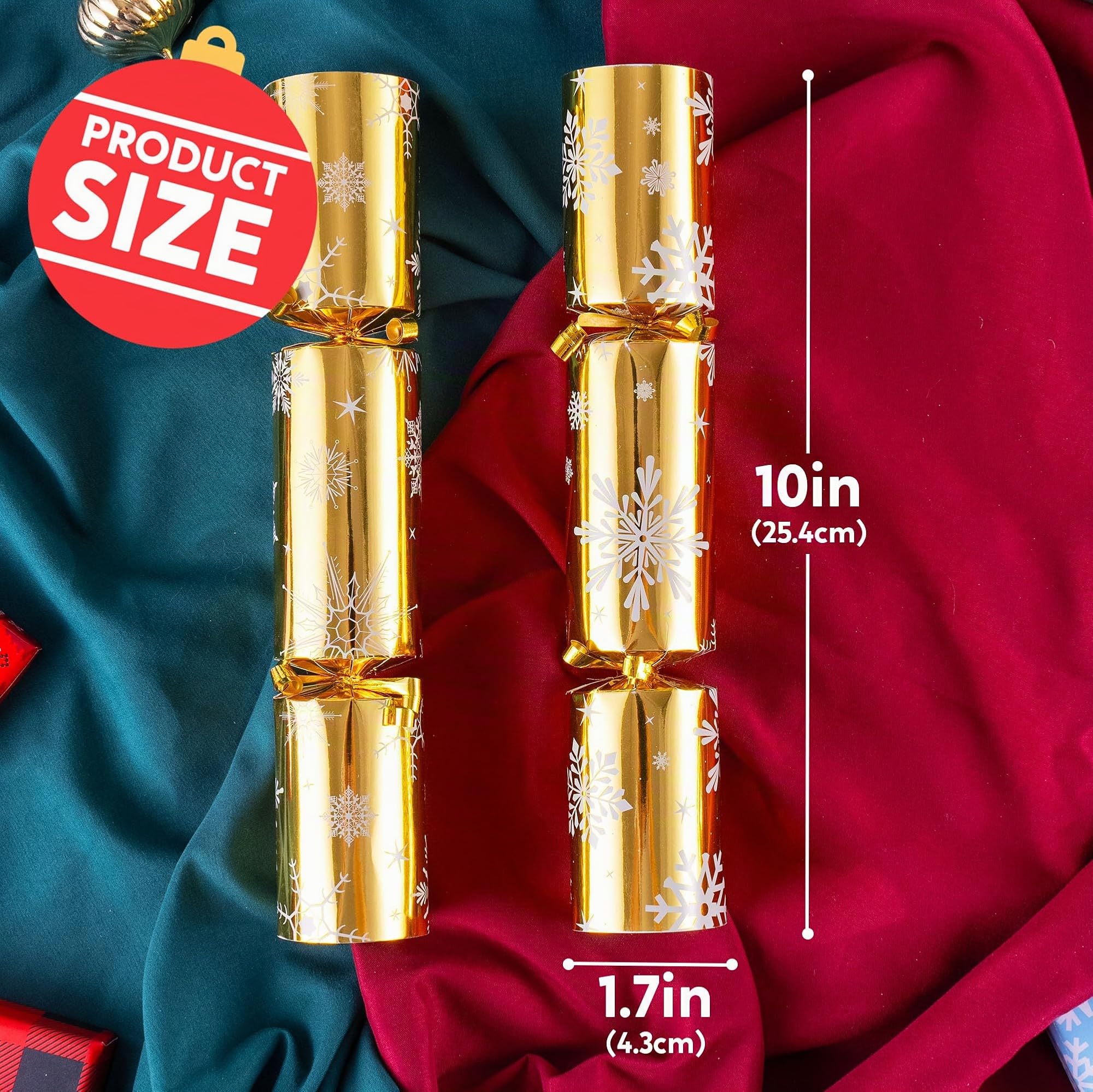 JOYIN Confezione da 12 bomboniere natalizie con fiocco di neve, color oro, con design a fiocco di neve, per bambini e adulti, feste di Natale, cene e vacanze
