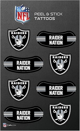 Rico Industries NFL Las Vegas Raiders - Tatuajes para despegar y pegar