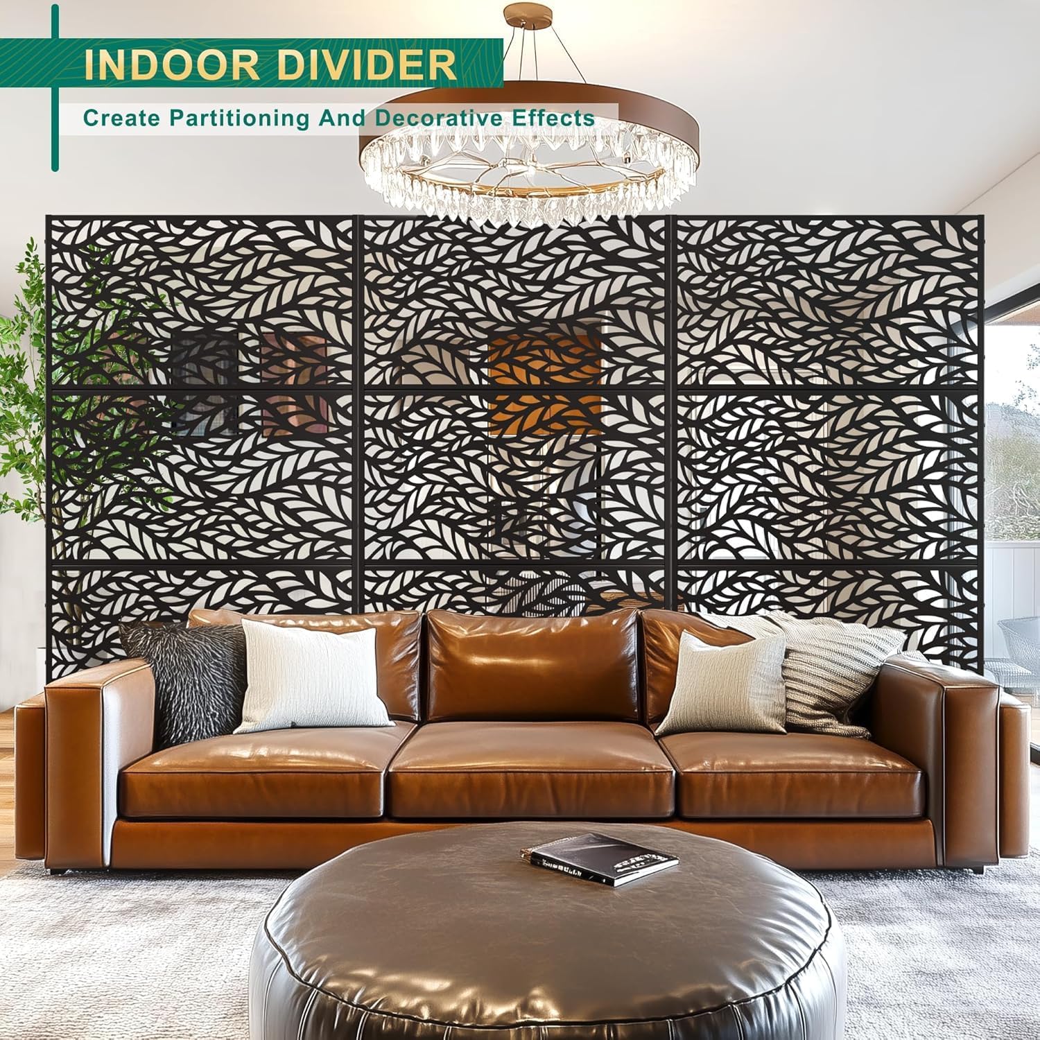 GarveeTech Paravent Outdoor 120x180cm Freistehender Sichtschutz aus Stahl, Windschutz für Terrasse und Garten, Raumteiler aus Metall mit Ständer