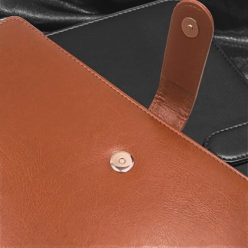 Miniatura 3 de Carpeta de cuero (3 anillos) – Padfolio marrón con bloc de escritura tamaño carta, 10 fundas para archivos, tarjetas y soporte para bolígrafos,