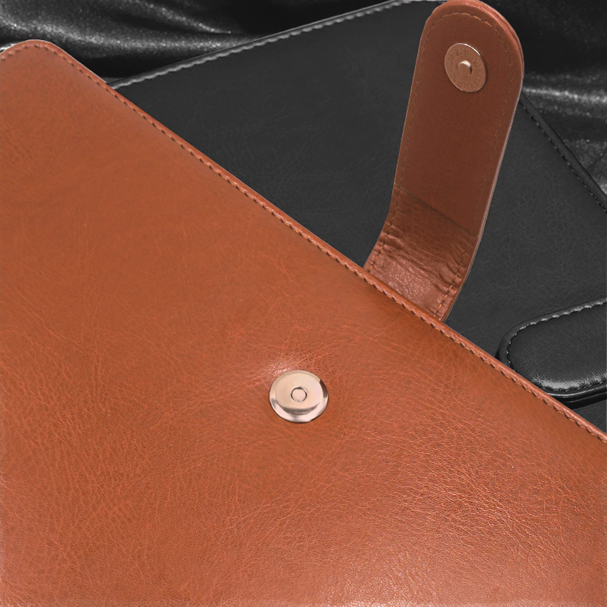 Portedocuments (3 anneaux) en cuir marron avec blocnotes au format lettre, 10 pochettes de fichiers, portecartes, portestylo, organiseur pour carnet de notes, organiseur pour entretien,