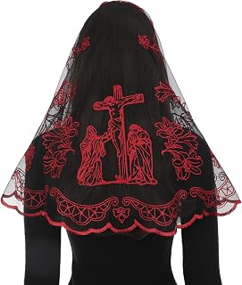 Catholic Veils for Women Mass, the Passion of Jesus Mantilla Church Veil, Holy Lily Floral Lace Chapel Head Covering