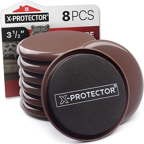 Deslizadores de muebles para alfombra X-PROTECTOR  8 piezas de almohadillas móviles pesadas de 3 12 pulgadas  Deslizadores para muebles. Mueve tus