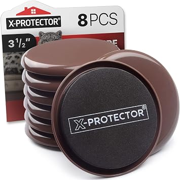Furniture Sliders for Carpet X-PROTECTOR - 8 PCS 3 1/2" Moving Pads