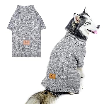 Knit Turtleneck Dog Sweater for Small Medium Large Dogs, Warm Puppy Clothes for Fall Winter, Cozy Sweatshirts Dog Coats