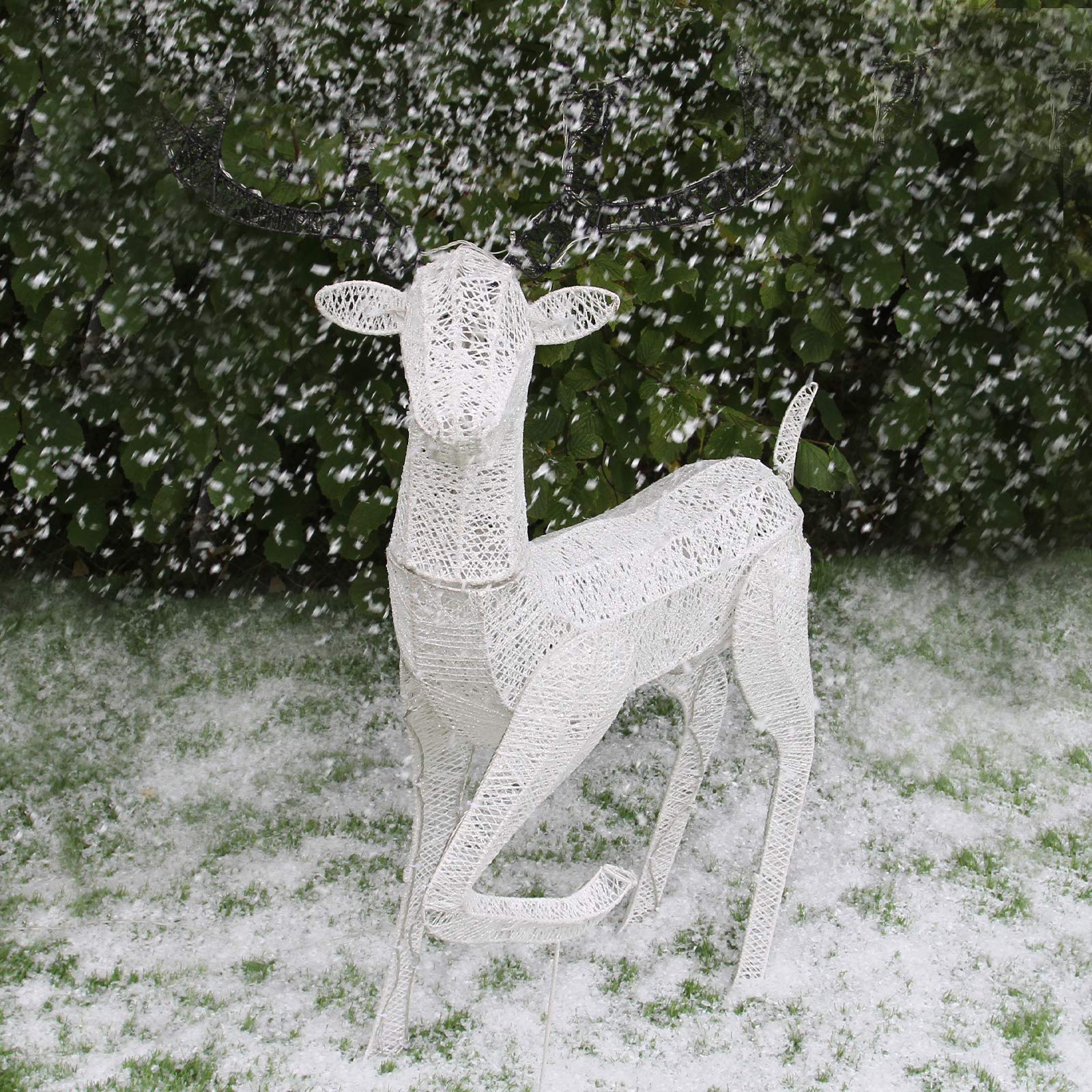 Renna di Natale Luminosa Decorazione da Esterno per la Casa Luci LED Bianco Ghiaccio Figura Luminosa Luci di Natale - Maschio - Bianco
