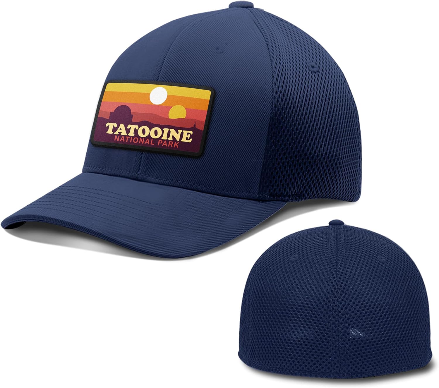 Tatooine National Park Patch - Ultrafibre Airmesh Fitted Hat - Breathable Mesh Side for Casual Wear & Outdoor Activities - Baseball Cap Women & Men (Navy, Large-Extra Large, l)