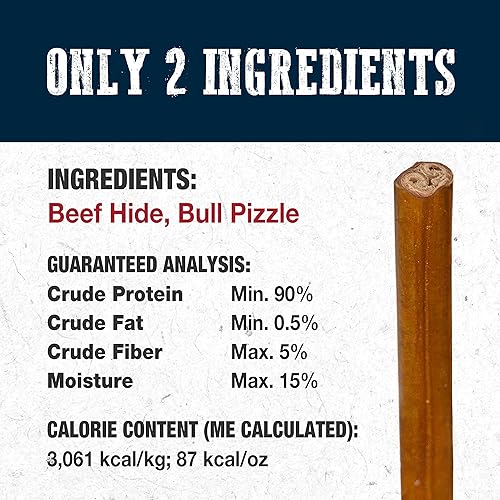 Miniatura 5 de Cadet Bully Hide Sticks para perros pequeños, pizza de carne de res totalmente natural, ingredientes limitados de larga duración masticables para