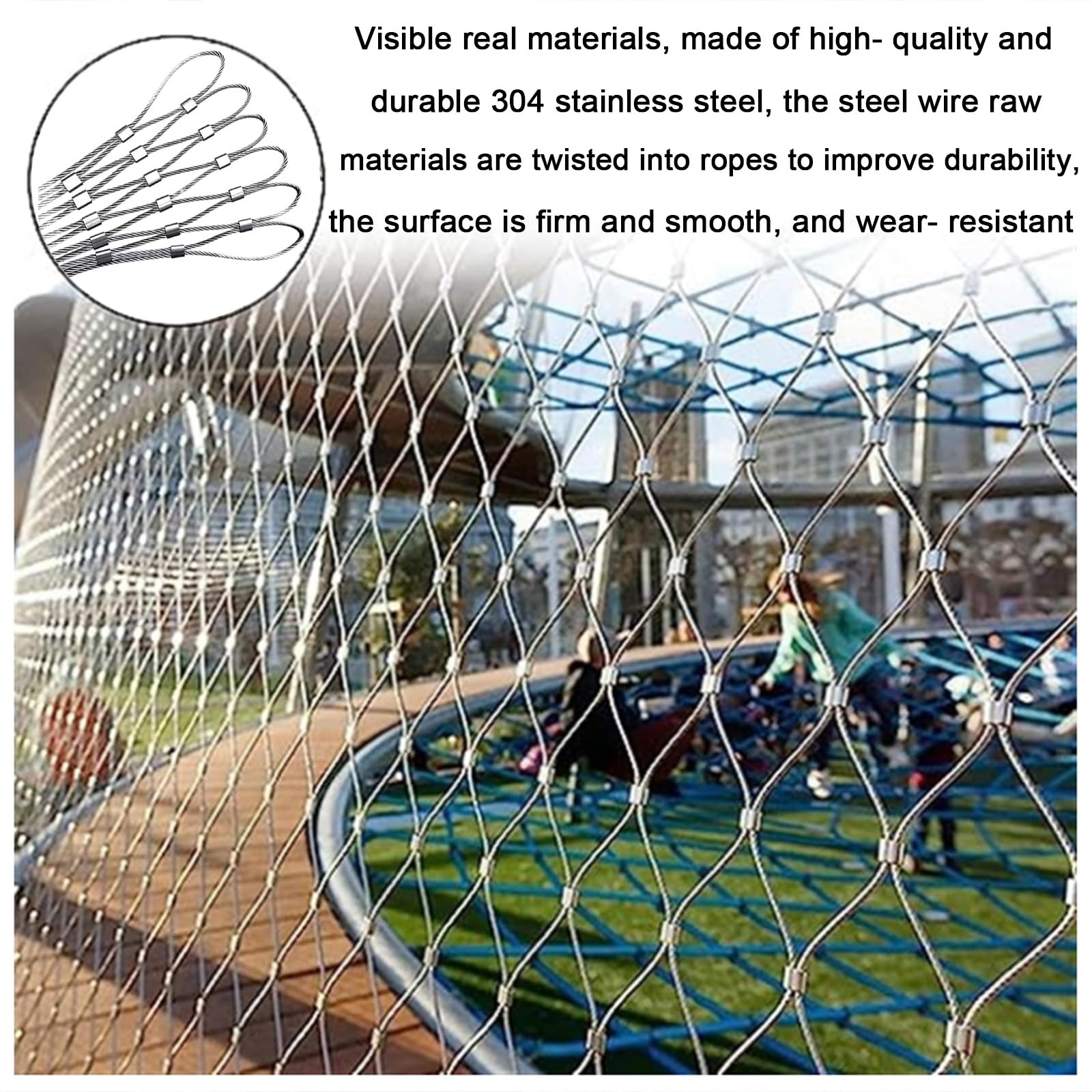 Filet de protection flexible en acier inoxydable 304 pour nichoir à oiseaux - Clôture de jardin haute altitude anti-chute pour plantes - 3 x 18 m