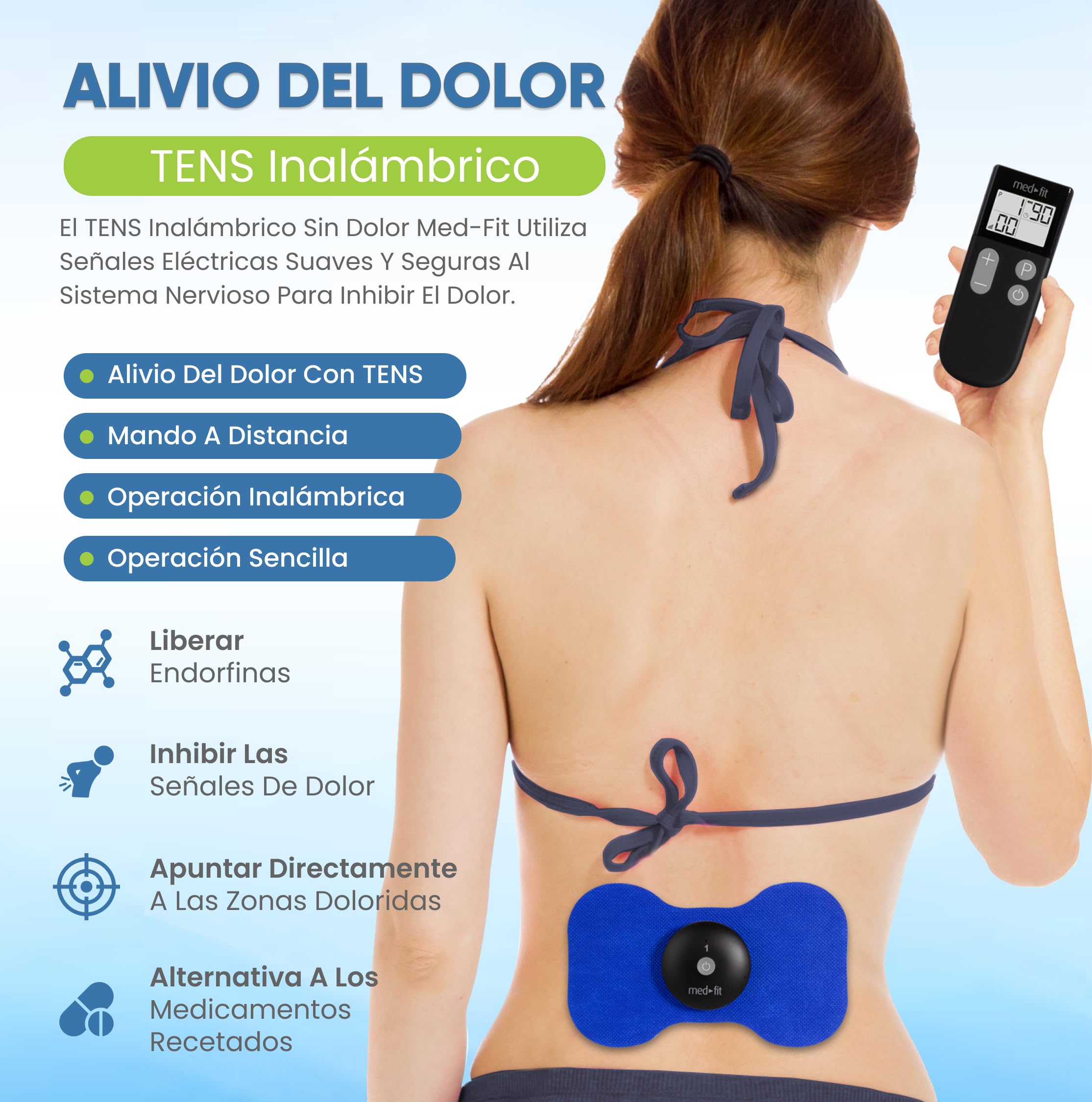 Med-Fit Sin dolor Recargable Mini DECENAS & EMS Mini-Wireless Digital decenas & Estimulador Del Músculo Requiere No Baterías O conductores profesionales Fuerza