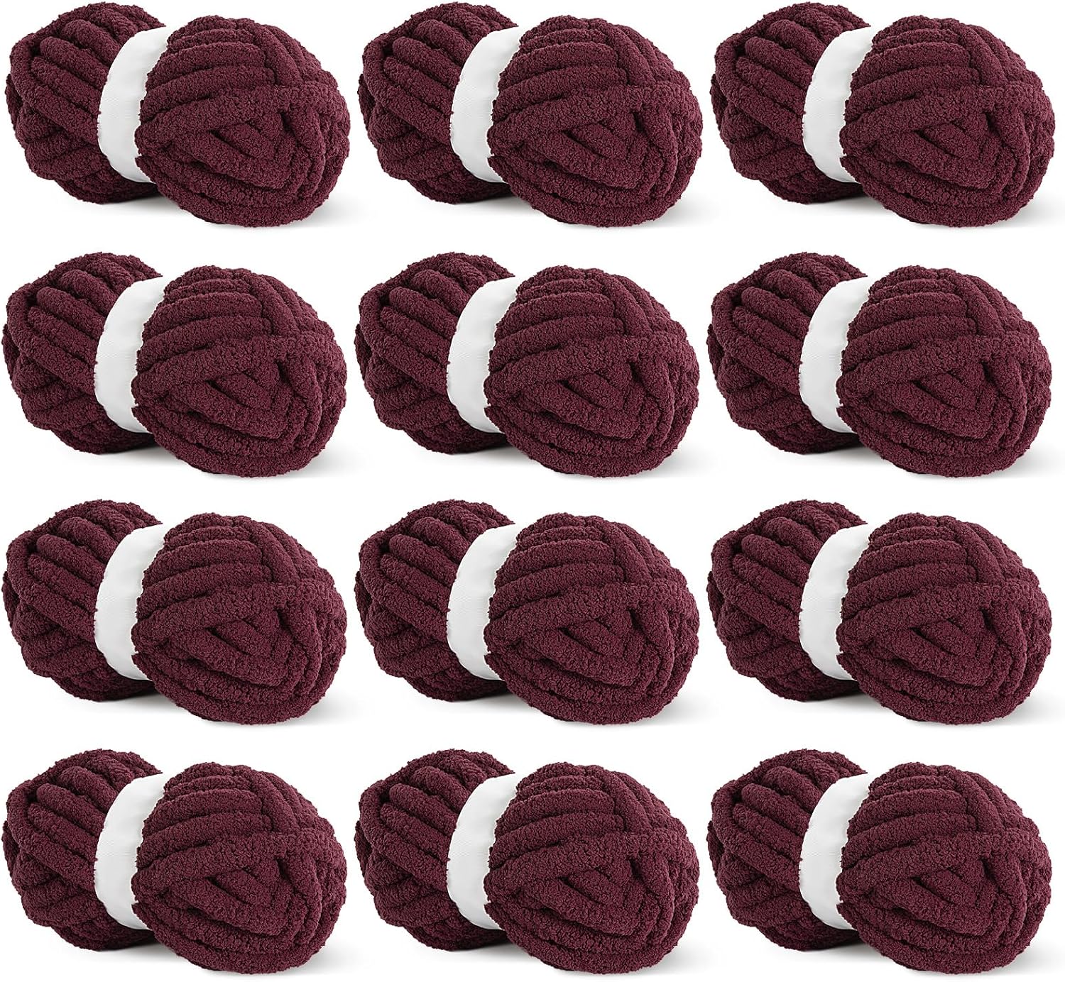 HOMBYS color brown Chunky Chenille Yarn for Crocheting, Bulky Thick Fluffy Yarn for Knitting,Super Bulky Chunky Yarn for Hand Knitting Blanket, Soft Plush Yarn, 12 Jumbo Pack (27yds,8 oz Each Skein) 12 Pack similar color