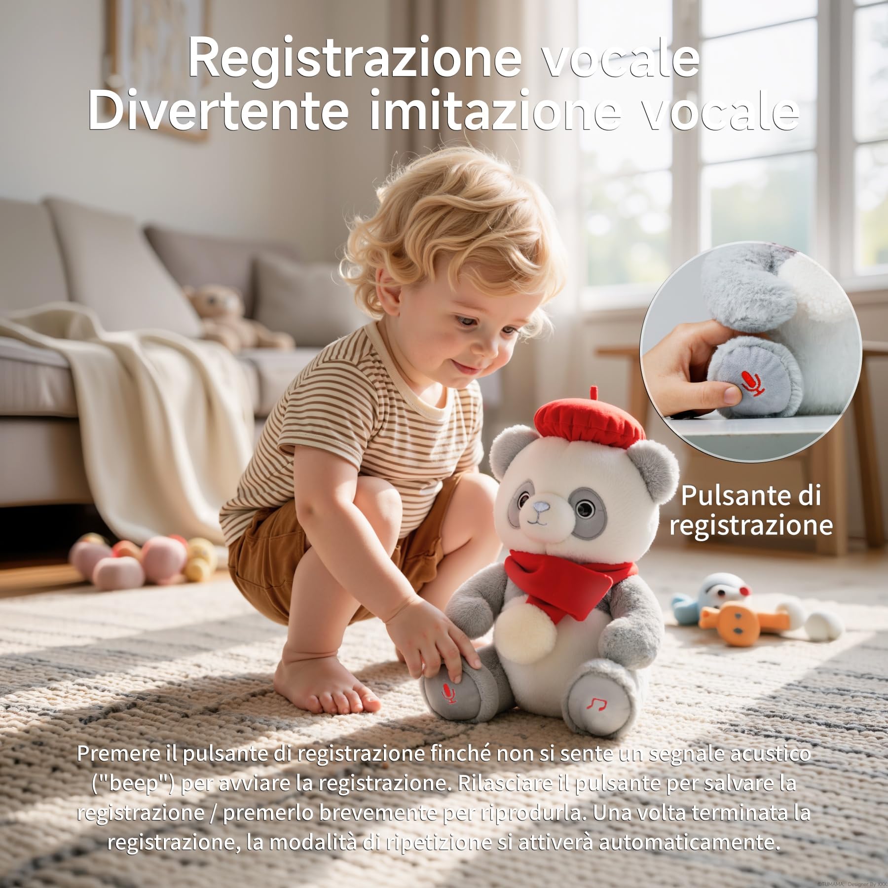 Panda Peluche Interattivo Giocattolo Elettronico Musica Suoni