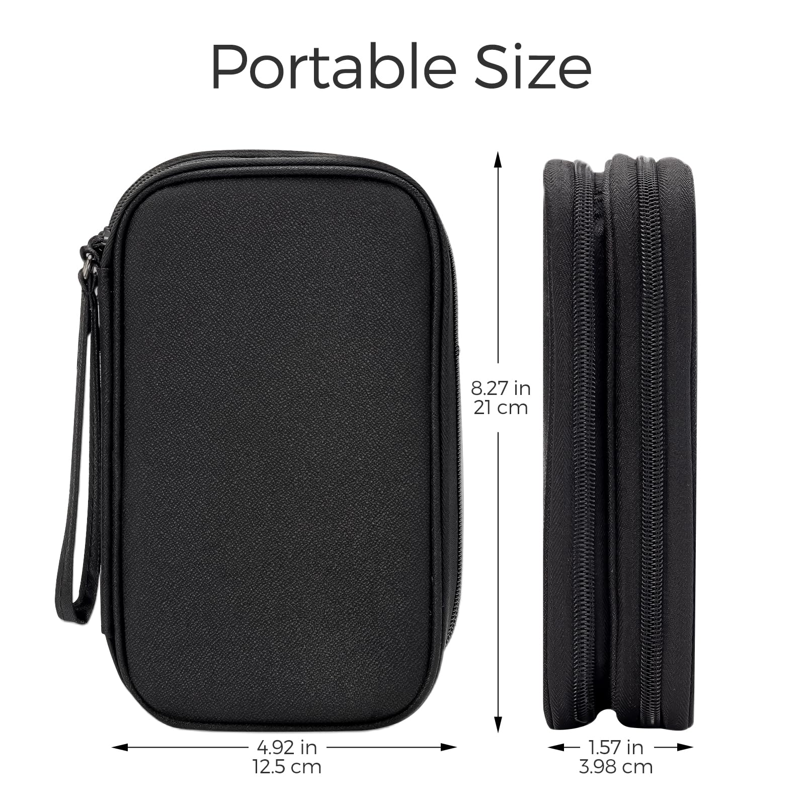 ProCase Pochette pour Chargeur et Câbles, Sac de Voyage Électronique Rigide, Trousse Organisateur pour Téléphone, Boîte Rangement pour Clé USB, Disque Dur Externe – Noir