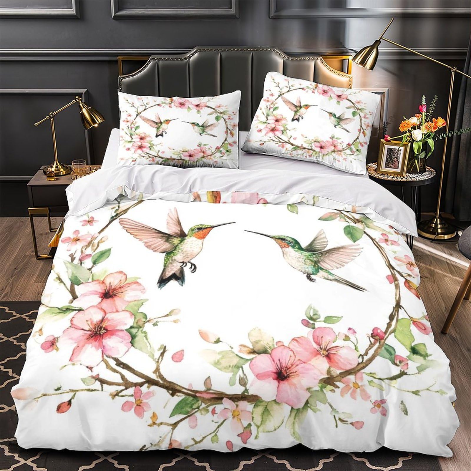 Parure de lit montgolfières 260x220 cm avec housse de couette en microfibre 3D