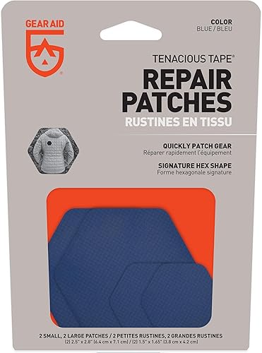 Miniatura 2 de GEAR AID Tenacious - Cinta hexagonal con formas de 2.5 y 1.5 pulgadas, parches de reparación de tela para exteriores, despegar y pegar para fijar
