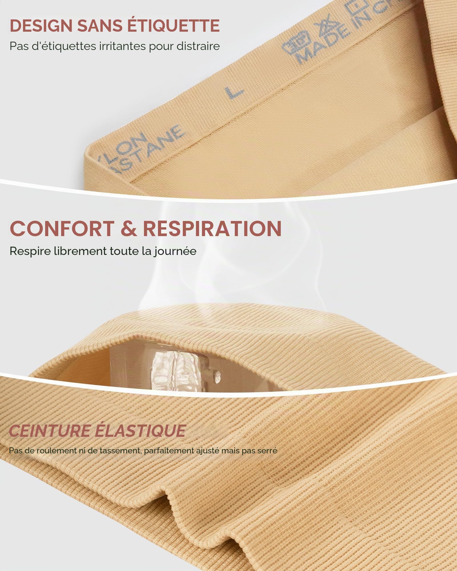 Lot de 4 Taille Haute Gainantes Culotte Femme Slip Ventre Plat Respirant et Doux Couverture Complète Elasticité