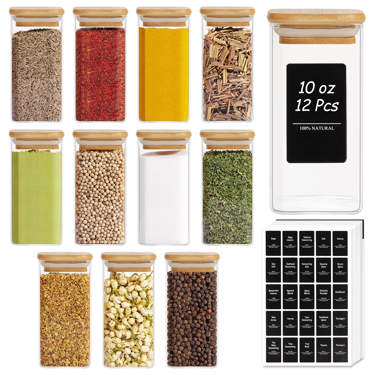 IVY MY COSMOS S 3点セット Amazon.com: ComSaf 12Pcs Glass Spice Jars with Bamboo Lid, 10oz