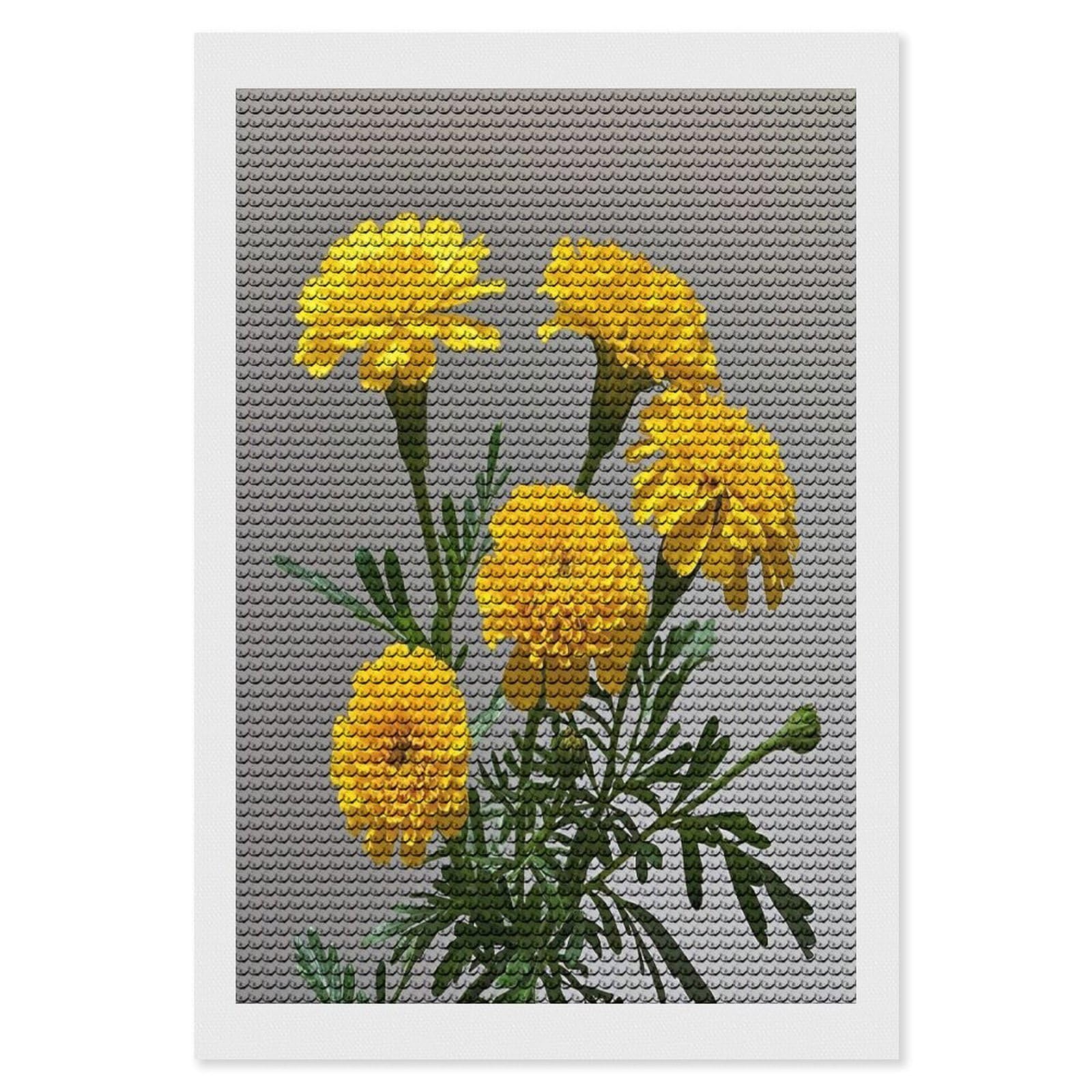 FekiLoot Marigold Diamond Painting Kits for Adults Round Paint with Diamonds Pictures Gem Art Painting Kits Personalized Diamond Art Full Drill for Beginners Home Wall Decor
