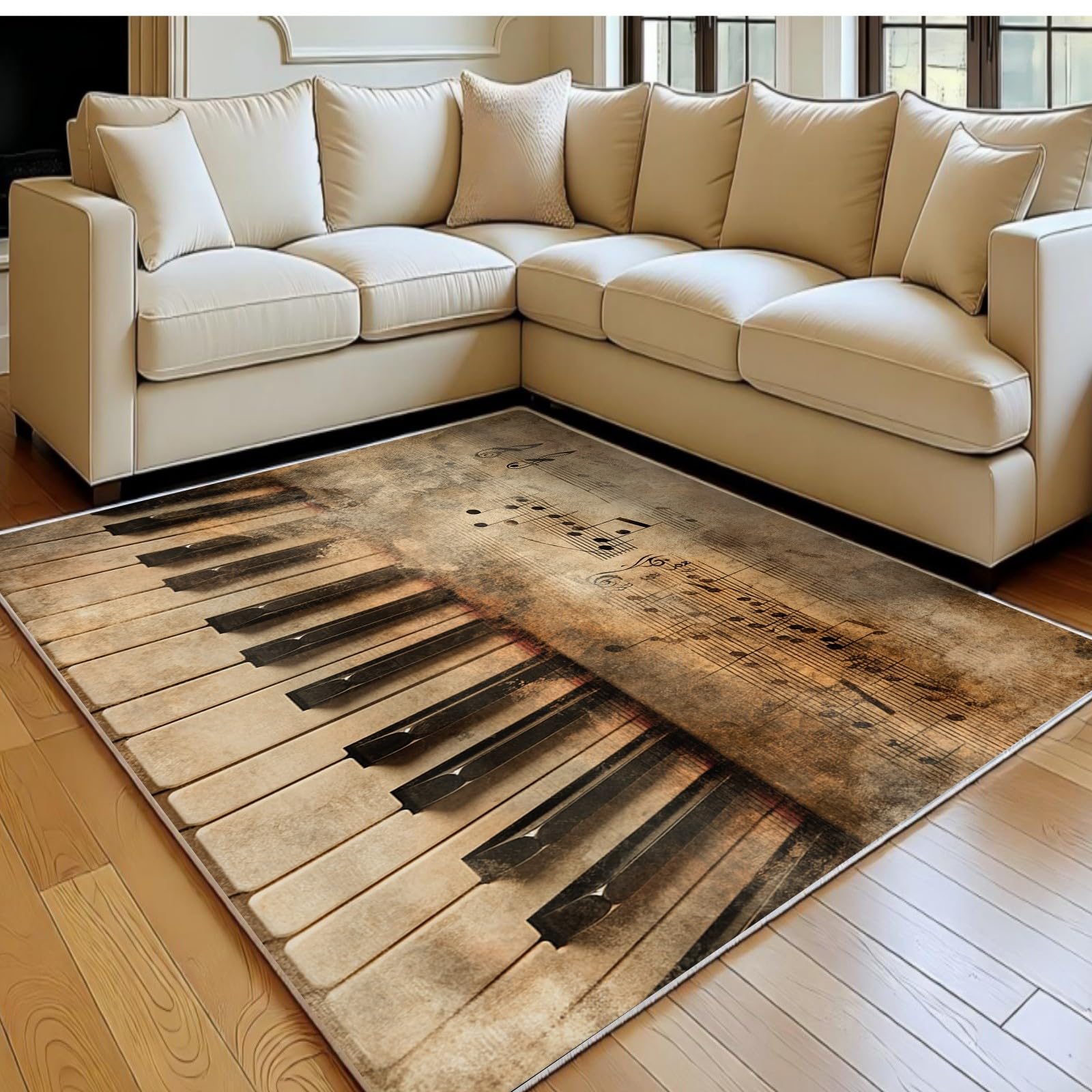 Tapis salon moderne touches de piano pour chambre et cuisine