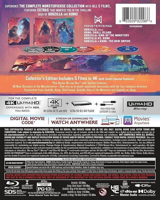 Godzilla/Kong Monsterverse 5-Películas Ed. Coleccionista 4K UHD miniatura 4