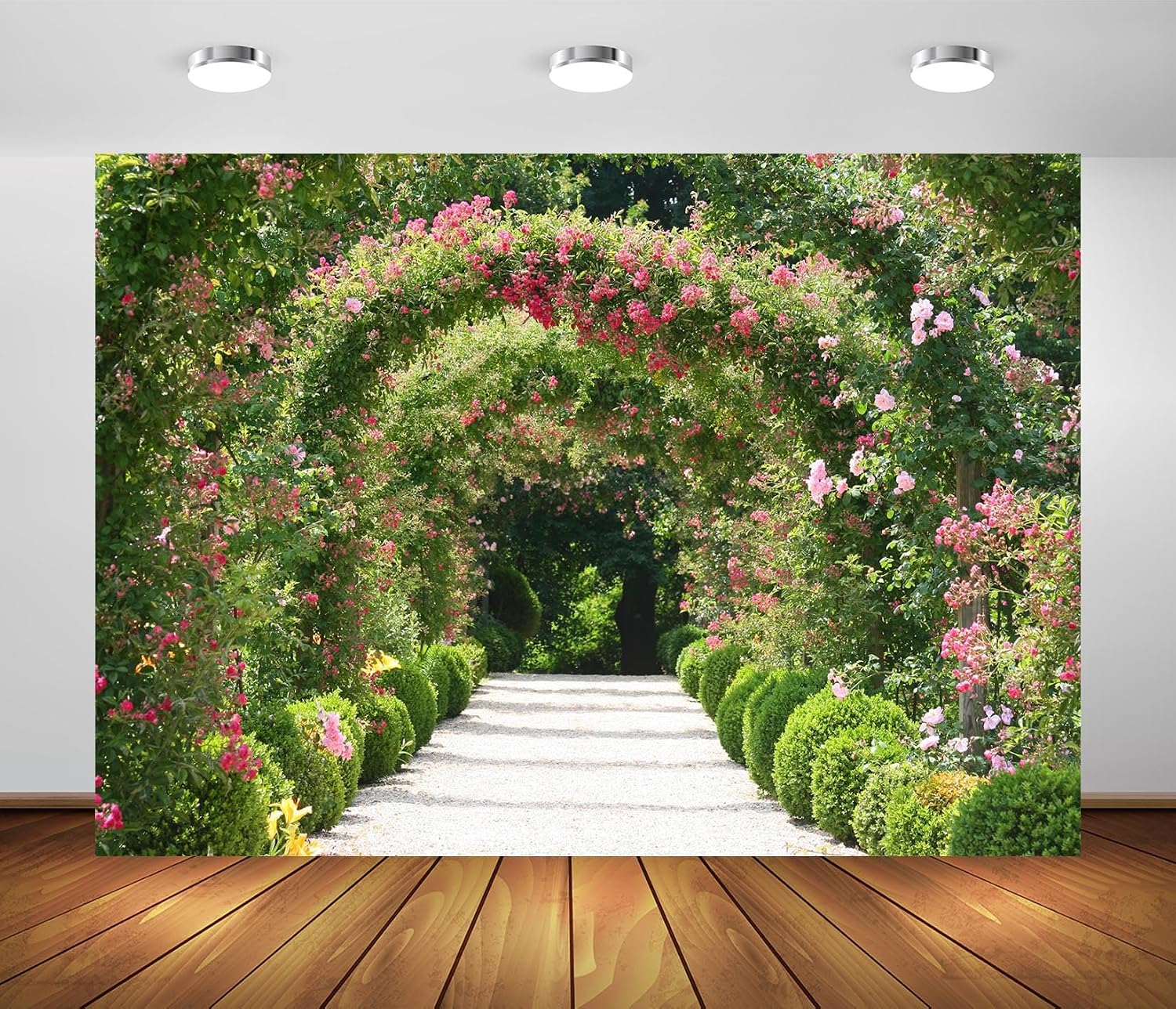 Amazon.com : BELECO 10x8ft Fabric Romantic Roses Arch Garden Backdrop ...