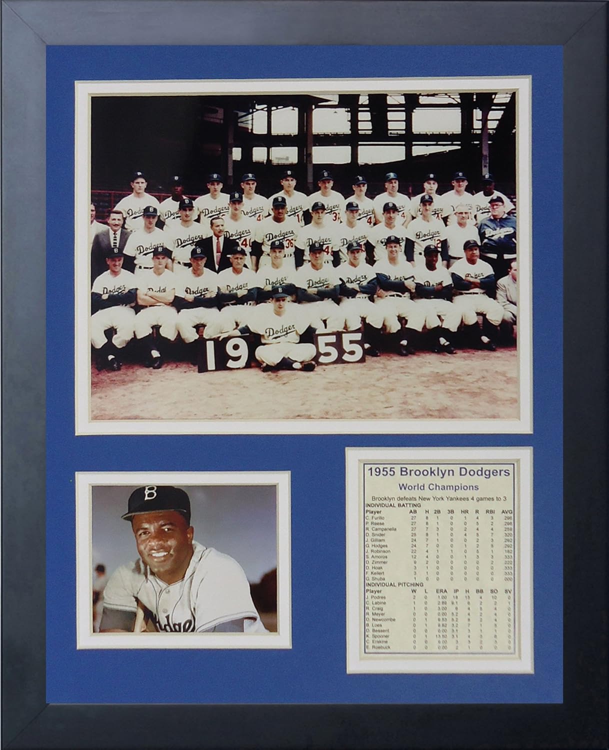 Legends Never Die "1955 Brooklyn Dodgers Framed Photo Collage, 11 x 14-Inch, (11191U)