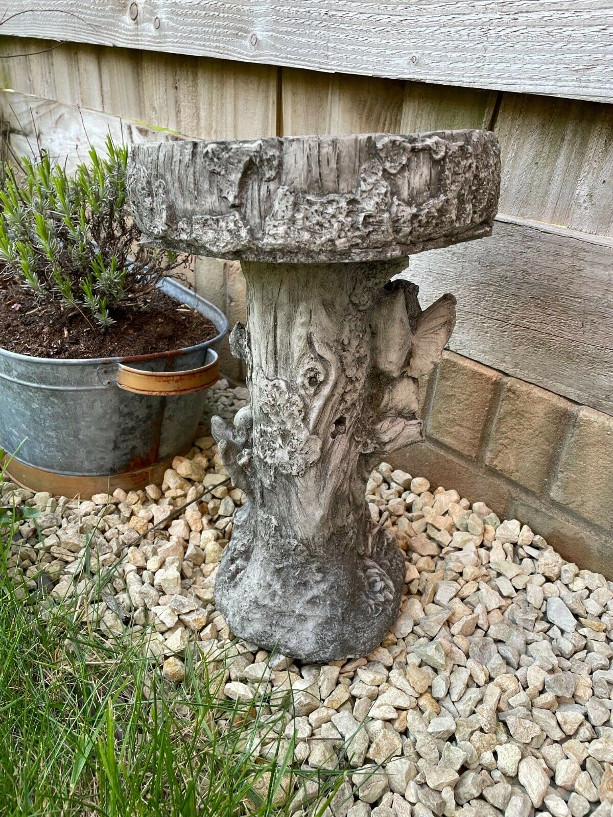 Statua in pietra da bagno con uccello fata | ornamento da giardino vintage per esterni