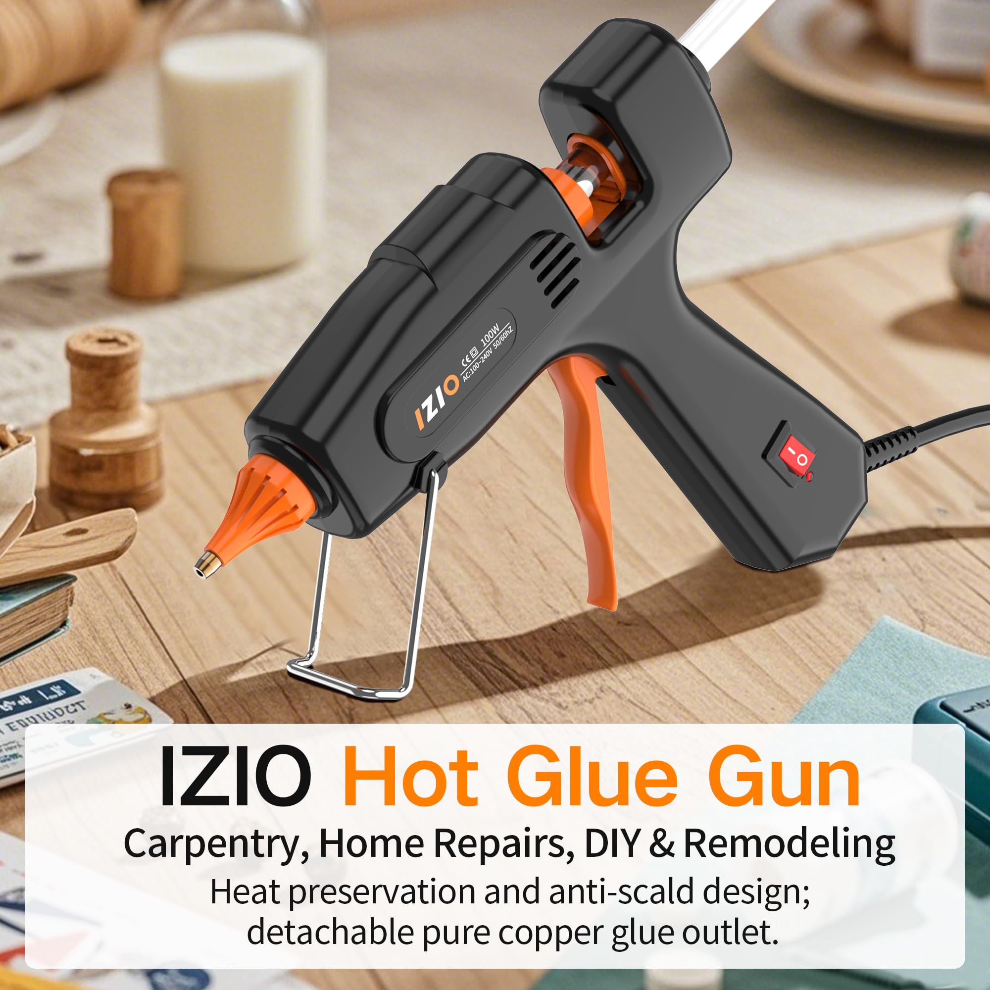 IZIO Professional Hot Glue Gun Kit-100W Fast Heat, 21 Glue Sticks(7/16