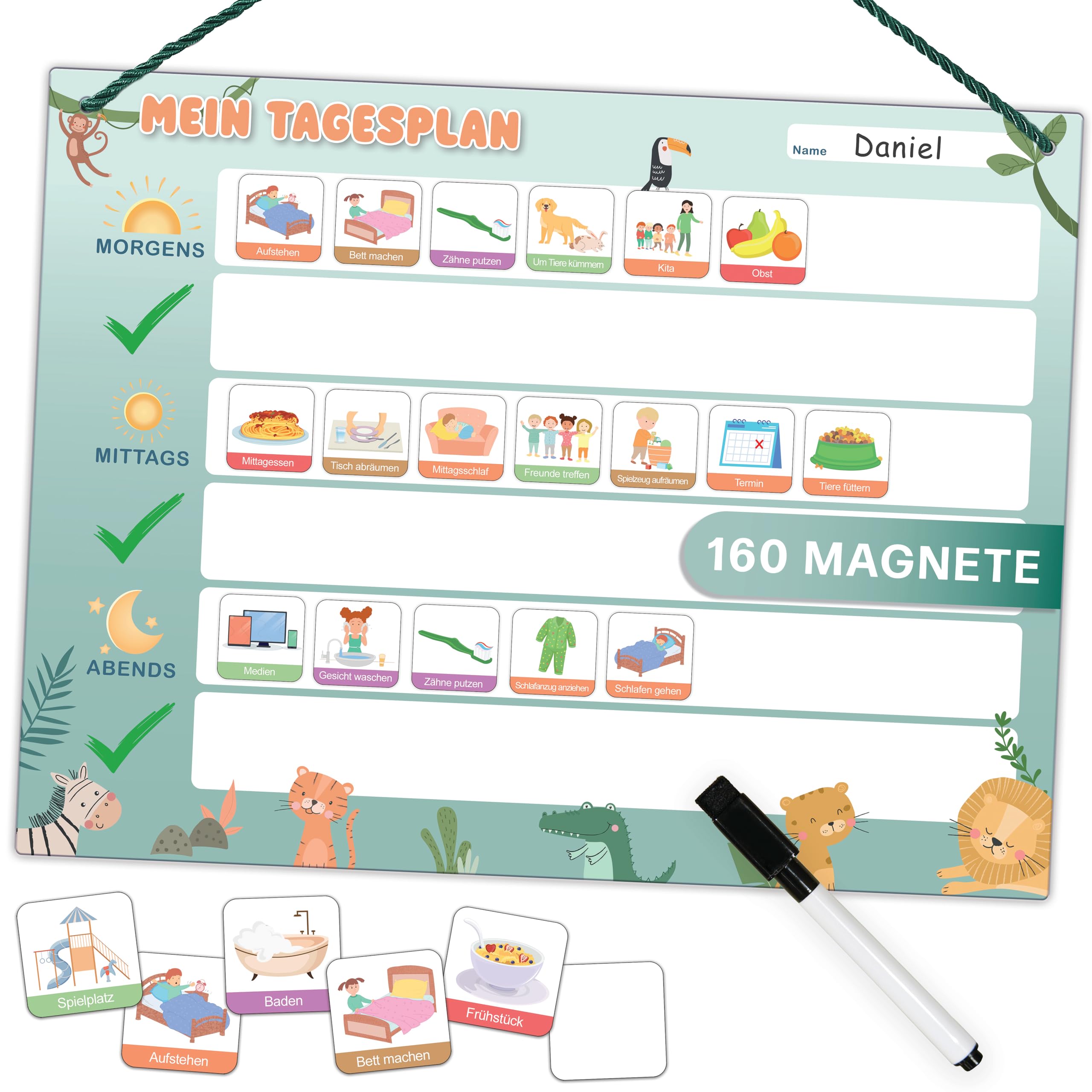 Mini Mindz® Wochenplaner Kinder - Montessori Magnettafel inkl. Magnete